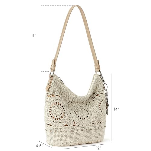 The Sak Sequoia Large Hobo Bag - Premium Leather Women's Handbag for Everyday & Travel - Designer Purse With Shoulder Bag Strap, Zipper Closure and Pockets - Natural Medallion