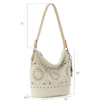 Thumbnail for The Sak Sequoia Large Hobo Bag - Premium Leather Women's Handbag for Everyday & Travel - Designer Purse With Shoulder Bag Strap, Zipper Closure and Pockets - Natural Medallion
