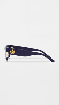 Thumbnail for Tory Burch Women's Miller Rectangle Sunglasses, Blue, 52mm