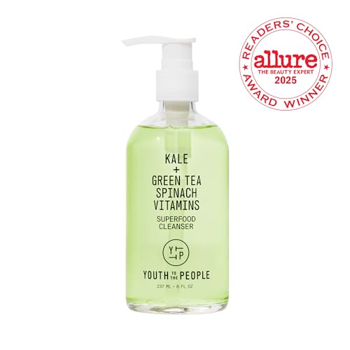 Youth To The People Superfood Facial Cleanser Full Size - Kale + Green Tea Daily Face Wash, Gentle Makeup Remover, with Soothing Antioxidants for Glowing Skin, pH Balance, Clean Pores – 8 fl oz