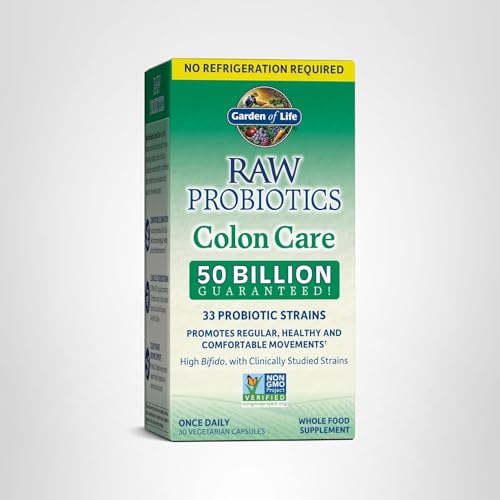 Garden of Life Probiotics for Women and Men - Raw Probiotics Colon Care 50 Billion CFU and Enzymes, Shelf Stable Once Daily Acidophilus Probiotic for Regularity and Immune Health Support, 30 Capsules