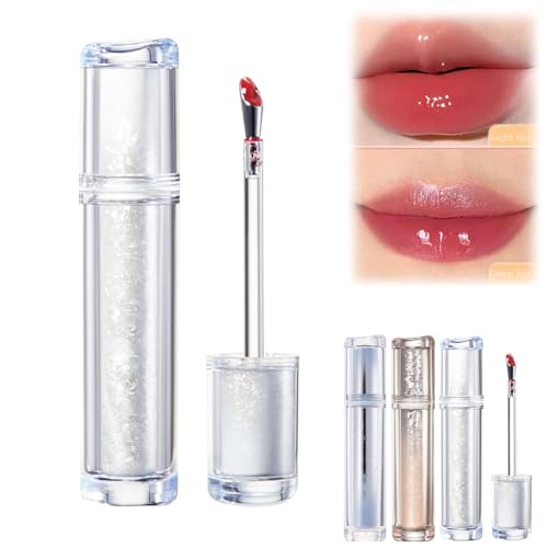 Ice Watery Lip Gloss, Mirror Tea Jelly Light Lip Glaze, Moisturizing Nonstick Liquid Lipstick (#03 Rose Cherry Blossom)