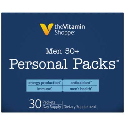 Men's 50+ Personal Multivitamin Packs, Supports Men's Health, Energy Production and Immune, (30 Single Serving Packets) by the Vitamin Shoppe