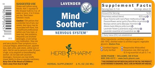 Herb Pharm Certified Organic Mind Soother, Lavender, Liquid Herbal Formula, 1 Fl Oz