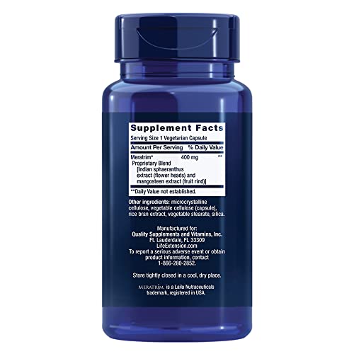 Life Extension Waistline Control™, S. indicus, Mangosteen, Meratrim®, Healthy Weight, Waistline, Non-GMO, Gluten Free, Vegetarian, 60 Capsules