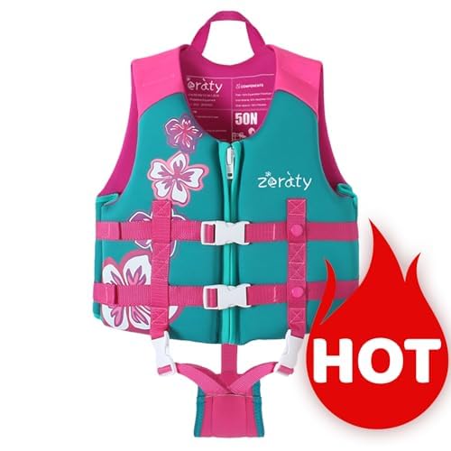 Zeraty Toddler Swim Vest Neoprene Kids Float Jacket Swimming Aid for Children with Adjustable Safety Strap Age 2-9+ Years/36-88Lbs