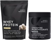 Thumbnail for Sports Research® Creatine Monohydrate (60 Servings) & Vanilla Whey Protein (26 Servings), The Dynamic Duo for Lean Muscle Building, Improved Performance, Strength & Workout Recovery - Sports Nutrition