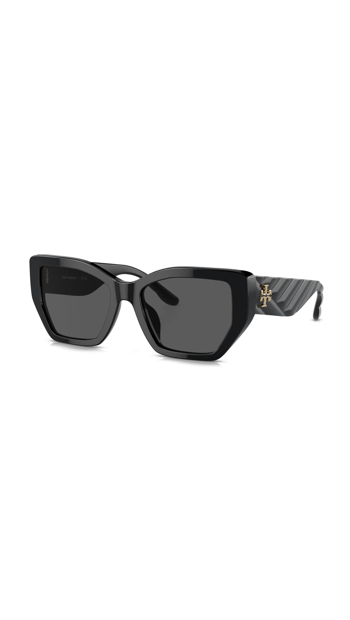 Tory Burch Women's Kira Irregular Sunglasses, Black, 53