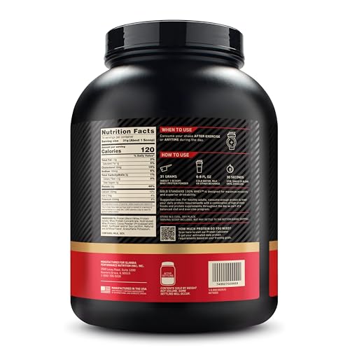 Optimum Nutrition Gold Standard 100% Whey Protein Powder, Double Rich Chocolate, 5 Pound (Packaging May Vary)