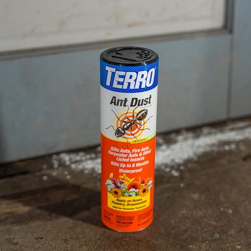 TERRO Ant Dust Powder Killer for Indoors and Outdoors - Kills Ants, Fire Ants, Roaches, Spiders, and Other Insects - T600 - Up to 8 Months Protection - Easy to Use