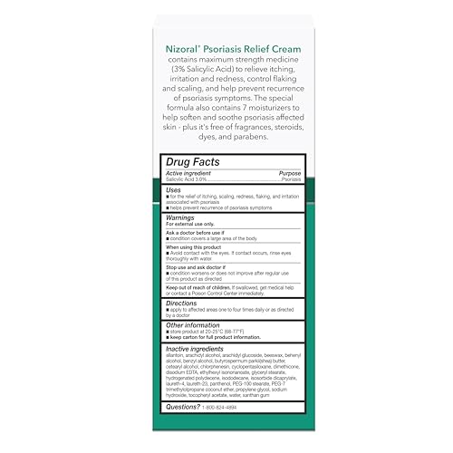 Nizoral Psoriasis Relief Cream- Relieves Itching, Irritation & Redness and Controls Flaking and Scaling with Maximum Strength Medicine (Salicylic Acid 3%), 4 Fl Oz (Pack of 2)