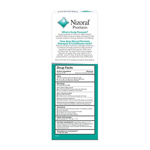 Nizoral Psoriasis Shampoo & Conditioner, 11 Oz, Gentle Scalp Treatment, Relieves Itching, Flaking, Redness, Scaling Effective Scalp Psoriasis Shampoo with Salicylic Acid and Tea Tree Oil (Pack of 2)