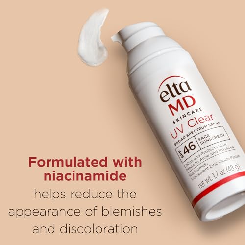 EltaMD UV Clear Face Sunscreen SPF 46, Oil Free Sunscreen with Zinc Oxide, Dermatologist Recommended, 0.5 oz