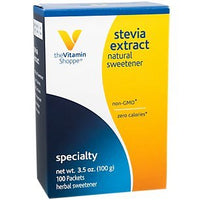 Thumbnail for The Vitamin Shoppe Stevia Extract, Natural Sweetener, Non GMO, Zero Calories, Non Bitter Aftertaste, Herbal Sweetener (100 Packets)