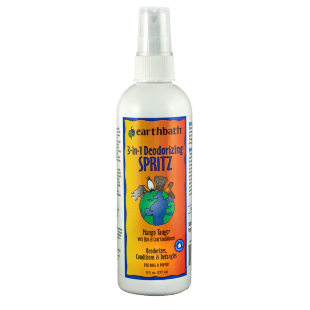 earthbath, Mango Tango 3-in-1 Dog & Puppy Deodorizing Spritz - Dog Odor Eliminator for Strong Odor, Cruelty-Free Dog Cologne, Dog Wash Spray, Made in USA, Dog Bathing Supplies - 8 Oz (1 Pack)
