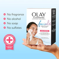 Thumbnail for Olay Makeup Remover Wipes, Daily Facials Hydrating Face Cleanser for Normal to Dry Skin, Alcohol & Fragrance Free, Soft Face Wash Towels, Travel Essentials for Women, Convenient Dry Cloths, 66 ct