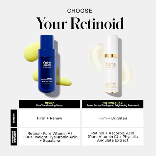 Kate Somerville Mega-A Skin Transforming, Anti-Aging Serum with Hyaluronic Acid For Uneven Texture and Wrinkles, 1 Fl. Oz