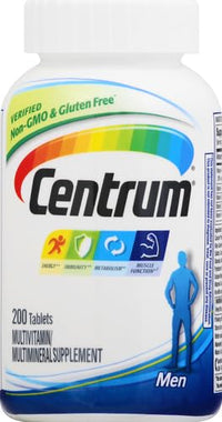 Thumbnail for Centrum Multivitamin for Men, Multivitamin/Multimineral Supplement with Vitamin D3, B Vitamins and Antioxidants, Gluten Free, Non-GMO Ingredients, Tablet, 200 Count