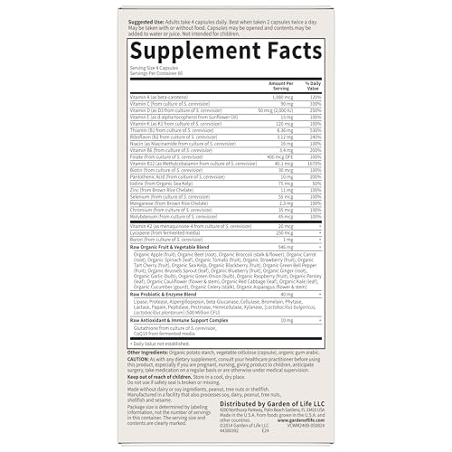 Garden of Life Multivitamin for Men - Vitamin Code 50 & Wiser Men's Raw Whole Food Vitamin Supplement with Probiotics, Vegetarian, 240 Capsules