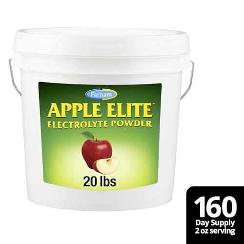 Farnam Apple Elite Horse Electrolytes Powder Supplement, Replaces Vital Minerals, Encourages Hydration, Sugar-Free, Contains Sodium, Potassium, Calcium & Magnesium, Apple Flavored, 5 lb