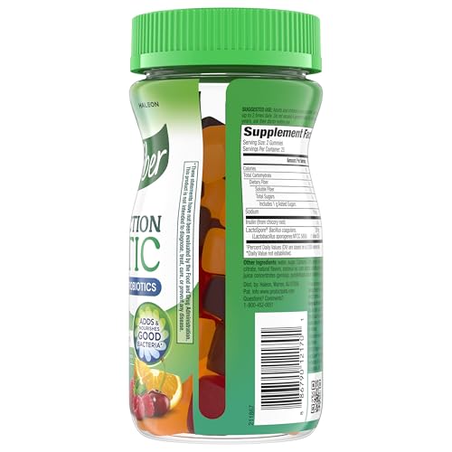 Benefiber Prebiotic Fiber Supplement Gummies with Probiotics for Digestive Health, Assorted Fruit Flavors - 50 Count