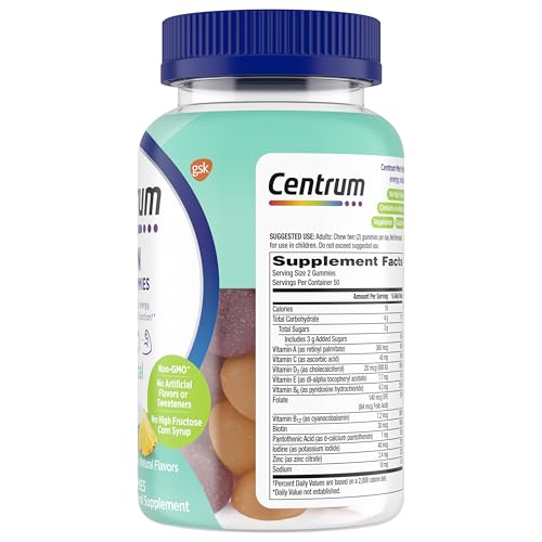 Centrum Men's Multivitamin Gummies, Immune, Energy, Healthy Appearance Support, 100 Count, 50 Day Supply