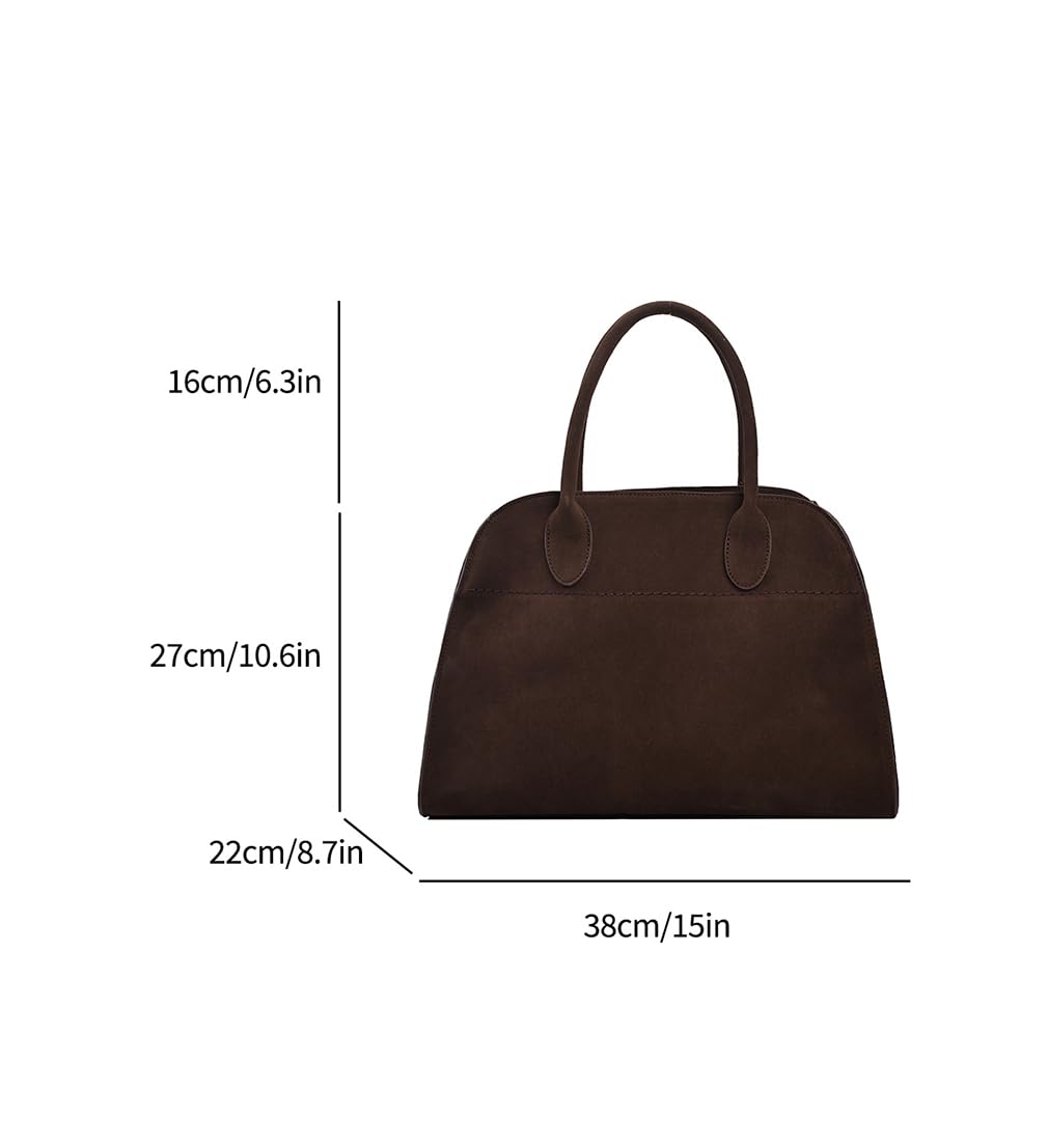 Covelin Women's Retro Suede Tote Bag Ladies' Fashion Shoulder Handbag Top Handle Purse Large Coffee