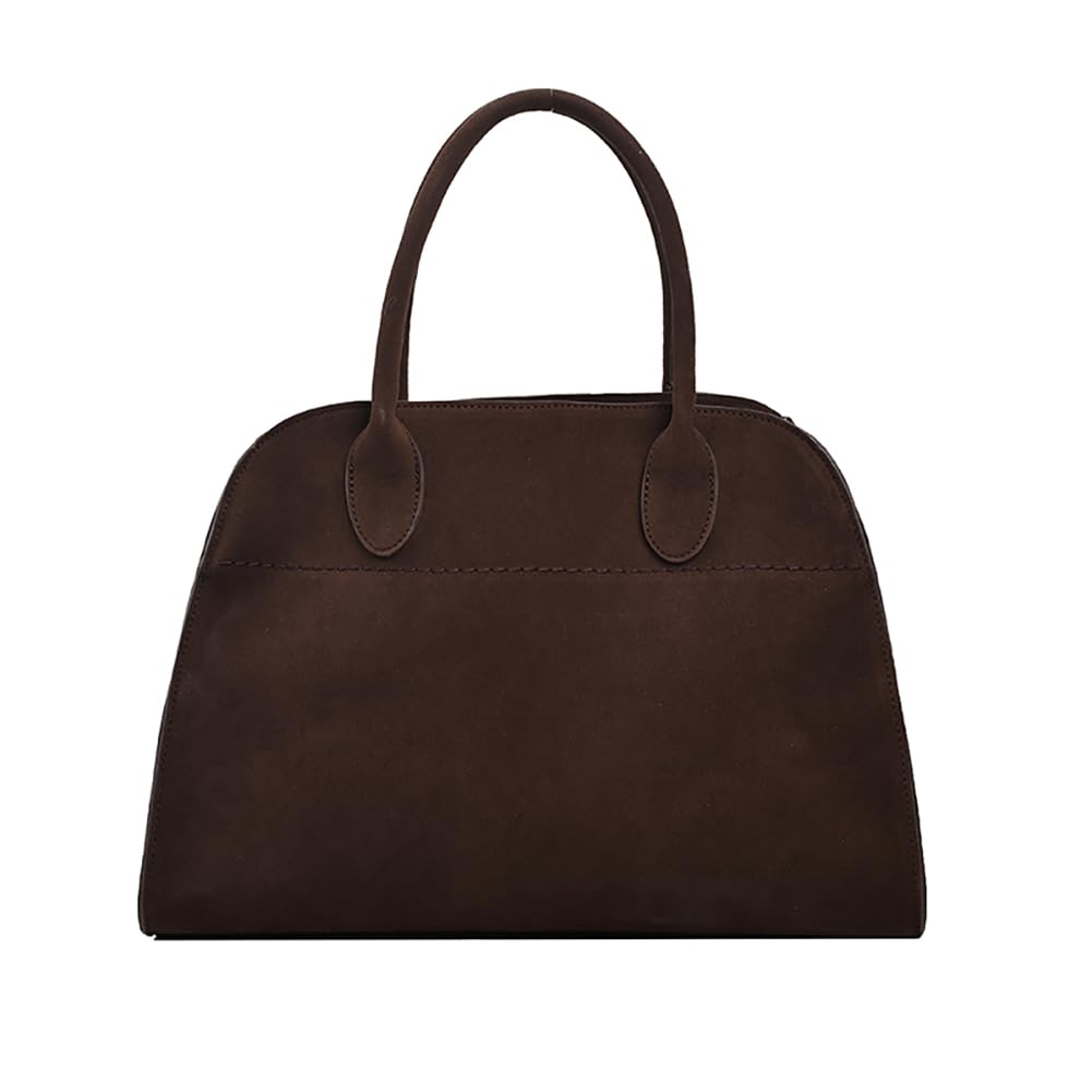 Covelin Women's Retro Suede Tote Bag Ladies' Fashion Shoulder Handbag Top Handle Purse Large Coffee