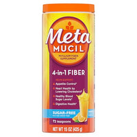 Thumbnail for Metamucil 4-in-1 Psyllium Husk GLP-1 Friendly Fiber Supplement, Sugar-Free, 72 teaspoons, Orange Flavored, Daily Fiber Powder for Digestive Health, made with Plant-Based Psyllium Husk Fiber