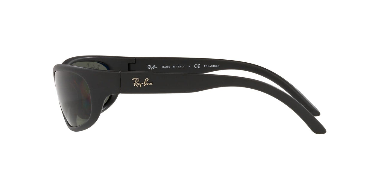 Ray-Ban Men's RB4033 Predator Rectangular Sunglasses, Matte Black/Polarized Green, 60 mm
