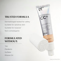 Thumbnail for IT Cosmetics CC+ Cream (Medium) - Natural Full Coverage Foundation With SPF 50+, Color Corrector & Anti-Aging Hydrating Serum, Hyaluronic Acid + Peptides, Lightweight - 1.08 fl oz