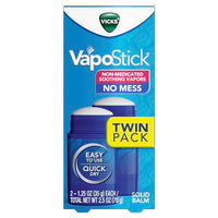 Thumbnail for Vicks VapoStick, Solid Balm, No Mess, Soothing Non-Medicated Vicks Vapors, Easy-To-Use No-Touch Applicator, Quick Dry, Lightweight Skin Feel, 1.25oz x 2