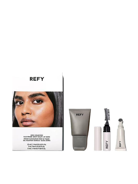 REFY Hero Collection (mini Glow & Sculpt Primer, Brow Sculpt, Clear Lip Gloss) + Premium Korean Blueberry Sheet Masque