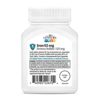 Thumbnail for 21st Century Iron 65 mg Ferrous Sulfate 325 mg Tablets, 120 Count