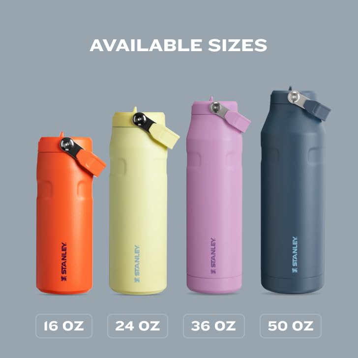 Stanley IceFlow Flip Straw 2.0 Water Bottle 24 oz | Built-In Straw with Larger Opening | Lightweight and Leak Resistant | Insulated Stainless Steel | BPA-Free | Twilight