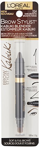 L'Oreal Paris Brow Stylist Kabuki Blender Brow Crayon, Dark Brunette, 0.05 oz.
