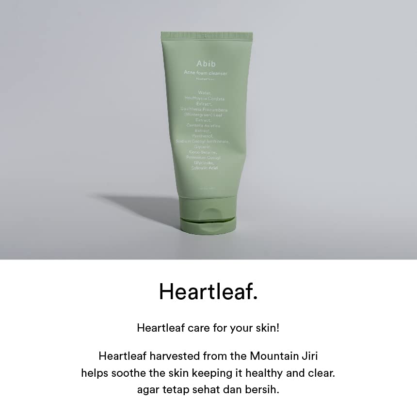 Abib Acne Foam Cleanser Heartleaf Foam 5.07 fl oz / 150 ml | Korean Mild Acidic Daily Face Wash for Acne-Prone Skin, Hydrating & Soothing with Panthenol B5, Deep Cleansing for Sensitive Skin, K-Beauty