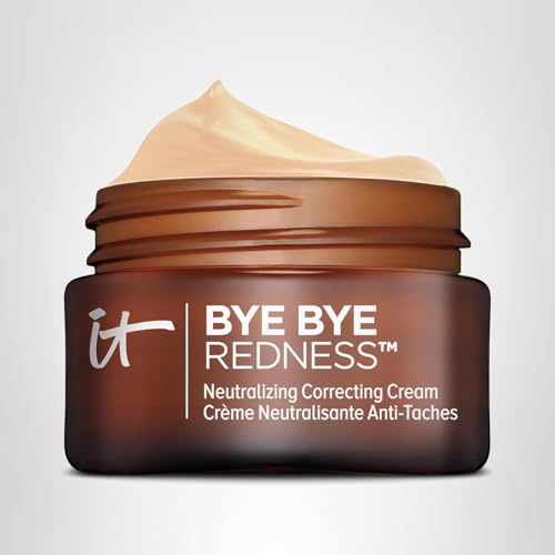 IT Cosmetics Bye Bye Redness Full Coverage Color Correcting Cream (Light Beige) - Redness Neutralizing Tinted Face Moisturizer, 12HR Hydration, Hyaluronic Acid, Colloidal Oatmeal - 0.37 fl oz