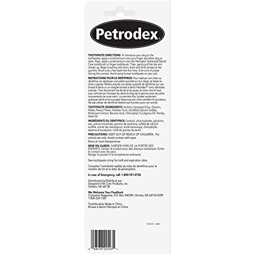 Petrodex Dental Care Kit for Dogs and Puppies, Cleans Teeth and Fights Bad Breath, Reduces Plaque and Tartar Formation, Enzymatic Tooth Brushing Kit, Peanut Flavor, 2.5oz Toothpaste + Toothbrush