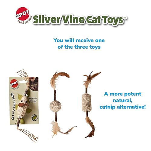 SPOT Naturals Silver Vine Cat Toy – Natural Interactive Enrichment for Cats, Stimulates Play and Reduces Stress, Durable and Safe, Perfect for Indoor Cats and Kittens, Assorted Styles, 1 Piece