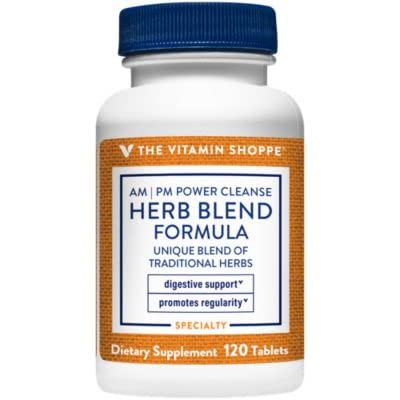 The Vitamin Shoppe AM/PM Power Cleanse - A Unique Blend of Herbs & Fibers for Digestive Health & Regularity - No Fasting - 1 Kit with 120 Tablets for Each Day & Night Set (240 Tablets)