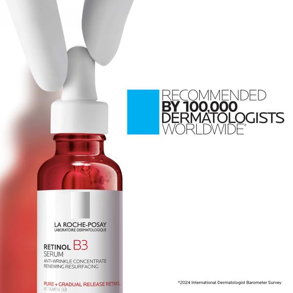 La Roche-Posay Pure Retinol Face Serum with Vitamin B3, Anti Aging Face Serum for Lines, Wrinkles & Premature Sun Damage to Resurface & Hydrate, Suitable for Sensitive Skin, 1.0 Fl. Oz