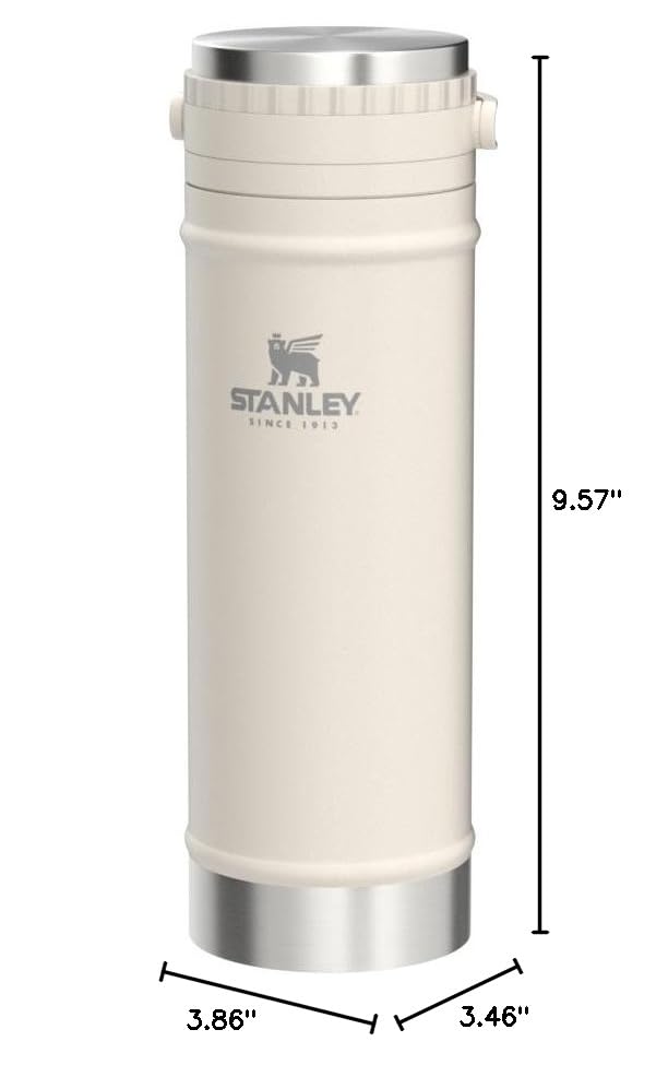 STANLEY Travel Mug with Integrated French Press 16 oz | 5 Minute Brew, 4 Hours Hot, Leakproof Lid | Mesh Filter for Coffee Grounds | Insulated Stainless Steel Coffee Maker | BPA-Free | Cream Gloss