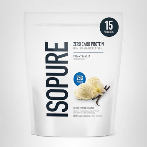 Isopure Zero Carb 100% Pure Whey Isolate Protein Powder, Gluten Free, With Vitamins, Creamy Vanilla, 25g Protein Per Serving, 4.5 Lbs, 66 Servings (Packaging May Vary)