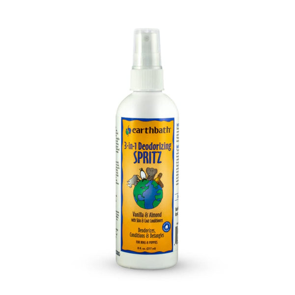 earthbath, Vanilla & Almond 3-in-1 Dog & Puppy Deodorizing Spritz - Dog Odor Eliminator for Strong Odor, Cruelty-Free Dog Cologne, Dog Wash Spray, Made in USA, Dog Bathing Supplies - 8 Oz (1 Pack)