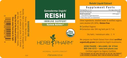 Reishi Mushroom Liquid Extract Drops Immune System Builder, 4 Oz