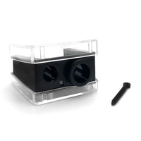 Thumbnail for Palladio Double Barrel 3 in 1 Cosmetic Pencil Sharpener with Cover, Stainless Steel Blade, Size Adjuster, Essential for Small and Extra Large Lip Liner, Eyeliner, Brow Pencils