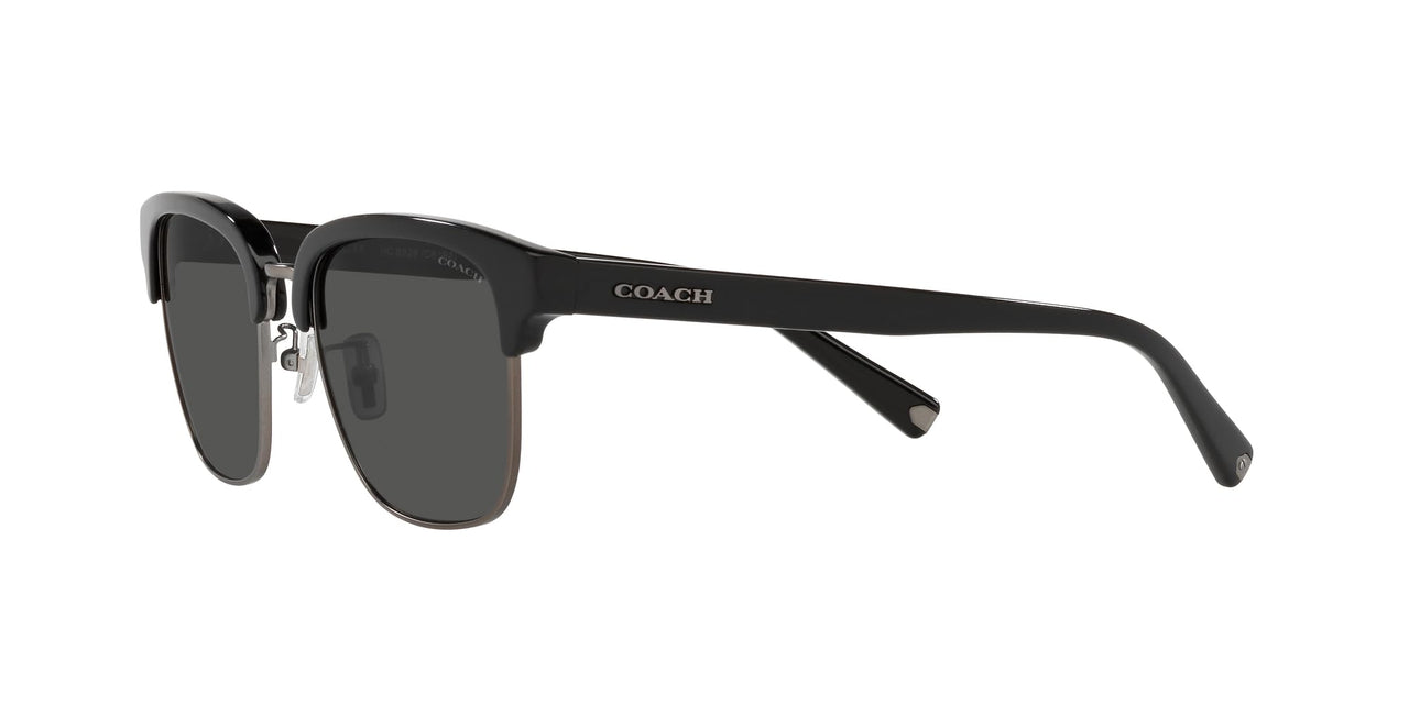 Coach HC8326 Sunglasses, Black/Gunmetal/Dark Grey Solid, 52 mm