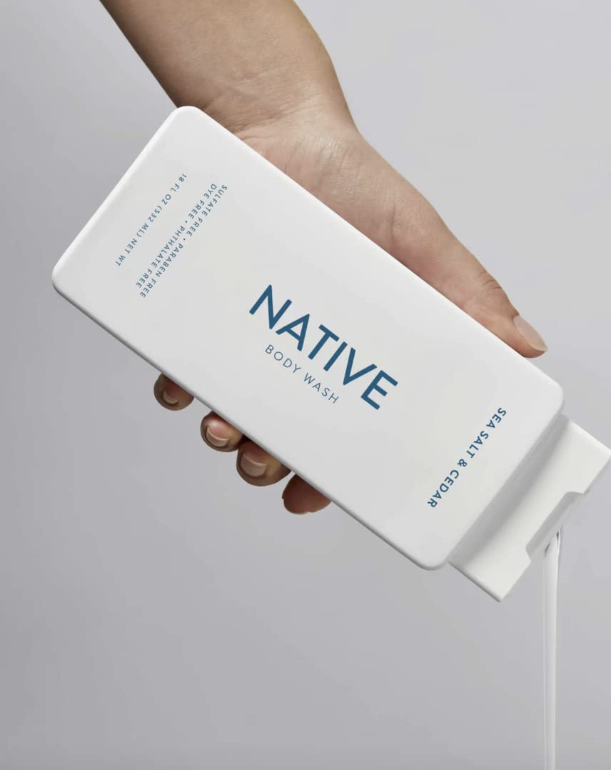 Native Body Wash Contains Naturally Derived Ingredients | For Women & Men, Sulfate, Paraben, & Dye Free Leaving Skin Soft and Hydrating | Sea Salt & Cedar 18 oz