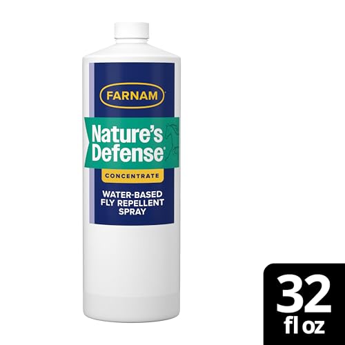 Farnam Nature’s Defense Concentrate, Water-Based Botanical Fly Repellent Spray for Horses, Ideal for Sensitive Skin, 32 oz